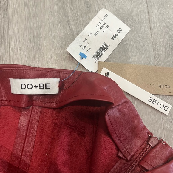 ‼️SOLD DO+BE Red Faux Leather Studded Mini Skirt - Picture 5 of 5